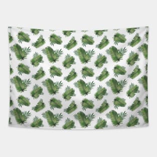 Palm Leaves on White Background Pattern Tapestry