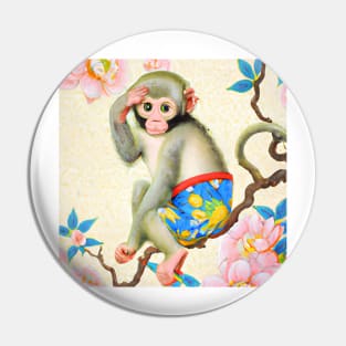 Chinoiserie monkey on magnolia tree Pin