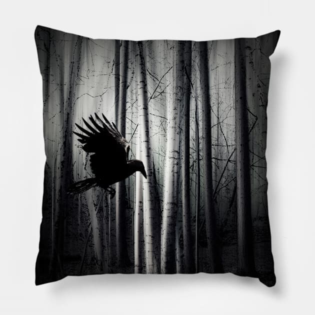 Darker - Raven Descends Pillow by DyrkWyst