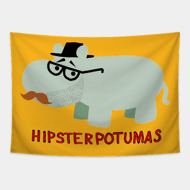 hipster hippo Tapestry by wolfmanjaq