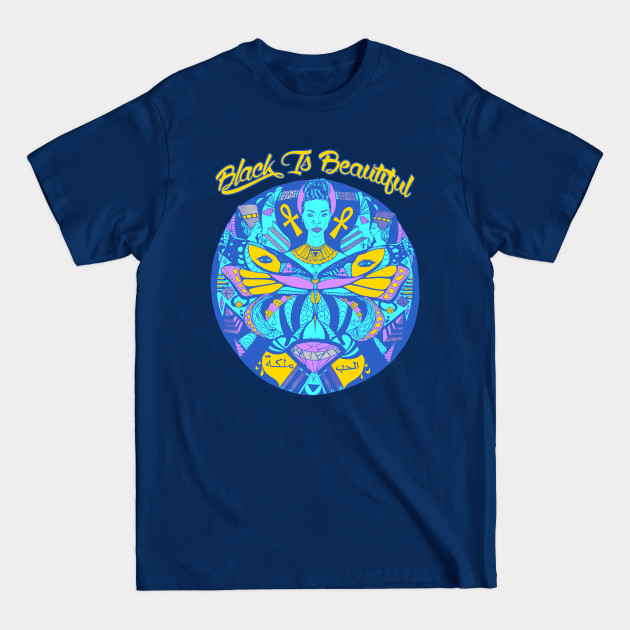 Neon Blue Butterfly Goddess Black Is Beautiful - Black Is Beautiful - T-Shirt