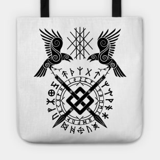 Twin Ravens of Odin | Norse Pagan Symbol Tote