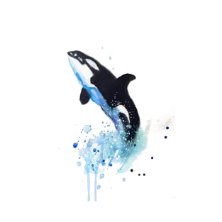 watercolor whale illustration with dripples T-Shirt