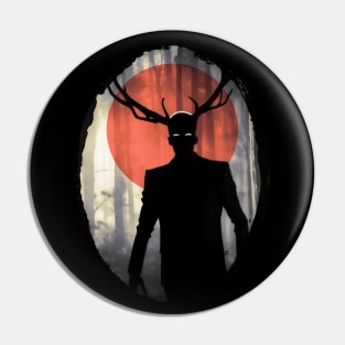 Hannibal Wendigo with Antlers Red Moon Silhouette Pin