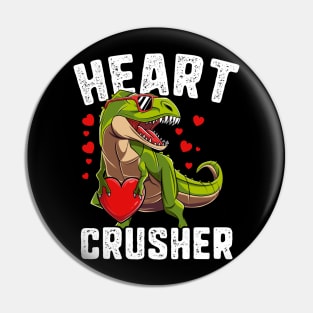 Heart Crusher Dinosaur T Rex Valentines Day Gift For Boys Kids Pin