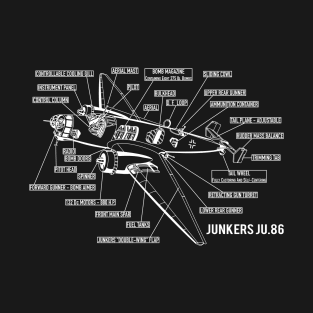 Ju 86 WW2 German Bomber Plane Infographic Blueprint Diagram Gift T-Shirt