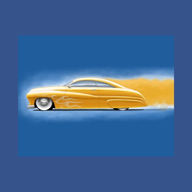 Flamed Golden Merc by Ben Draws Cars