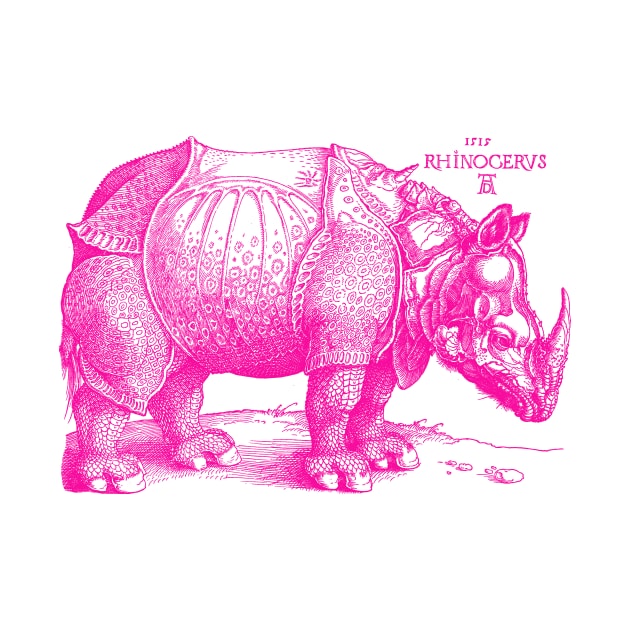 Albrecht Durer's Rhinoceros in Pink by Pixelchicken