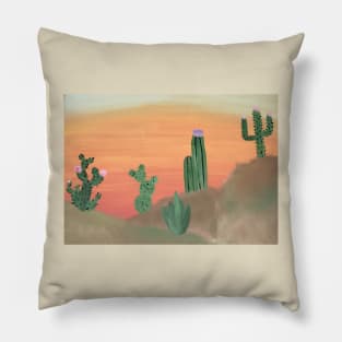 Western Cacti Painting Pillow