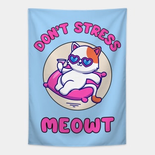 Don't stress meowt - cute and funny cat pun to chill and relax Tapestry