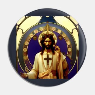 Jesus Christ - AI - Art Nouveau Pin