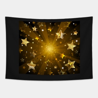 Dark Radiant Background with Golden Stars Tapestry