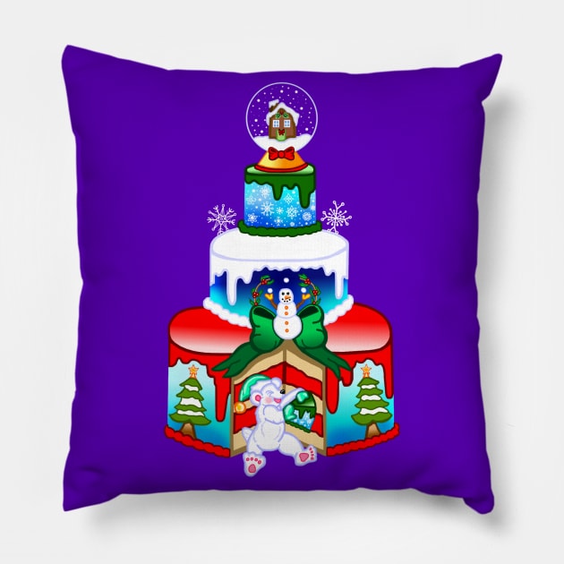 Festive Christmas Cake Pillow by Art by Deborah Camp