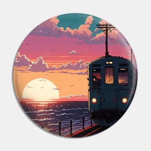 Retro Anime Style Old Japanese Train Pin