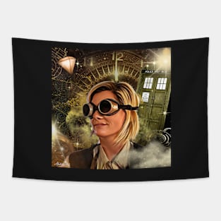 Steampunk Time Traveler/13thdoctor Tapestry