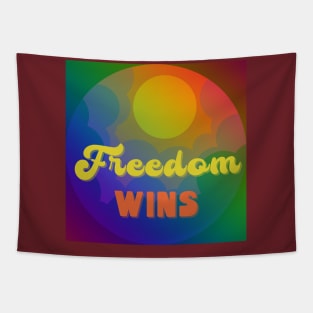 Freedom wins - retro rainbow colors Tapestry