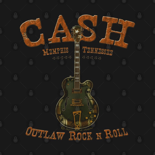 Cash outlaw rocknroll guitar by Shirtmatic street authentic rebel wear