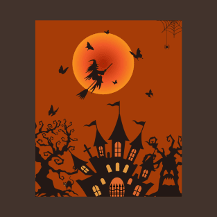 Harmony in Orange: Moon and witch grandmother T-Shirt