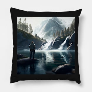 Fishing in the Falls Pillow