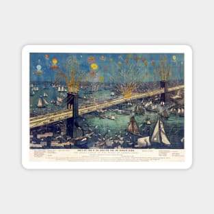 Brooklyn Bridge Opening Night Fireworks 1883 Magnet