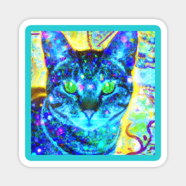 Blue Kitty Cat Batik Design Magnet by Star Scrunch