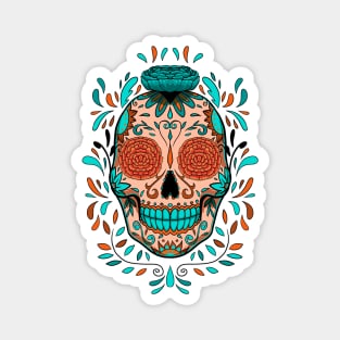 mexican sugar skull with flowers Magnet