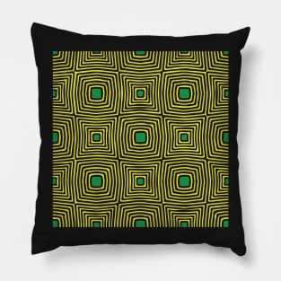 Tropical Hawaiian Style Distorted Geometric Cubes Pattern Green Stream Pillow