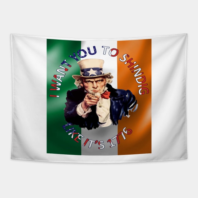Irish American Uncle Sam Celebration Shindig Tapestry by taiche