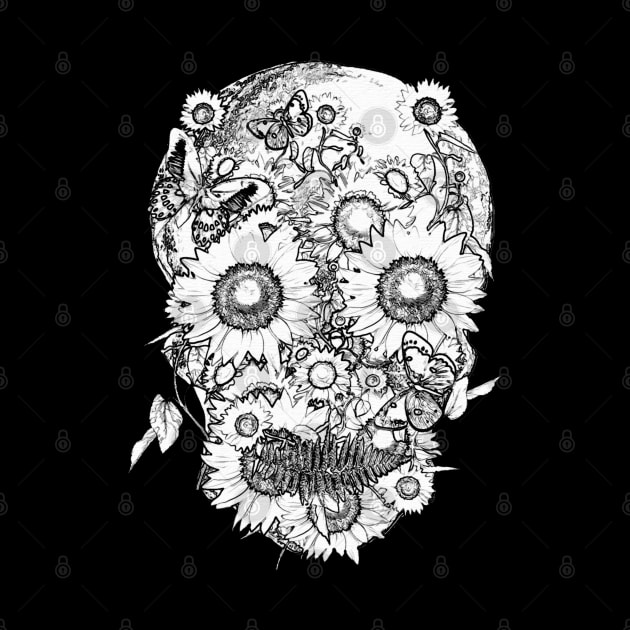 skull design,flowers,skeleton black by Collagedream