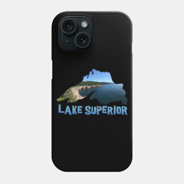 Lake Superior Outline and North Shore in Minnesota Phone Case by gorff