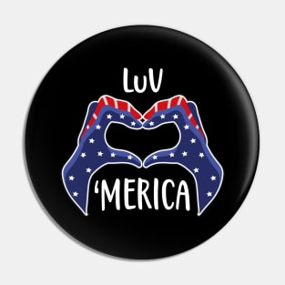 USA Love United States America Heart Hands Patriot Pin