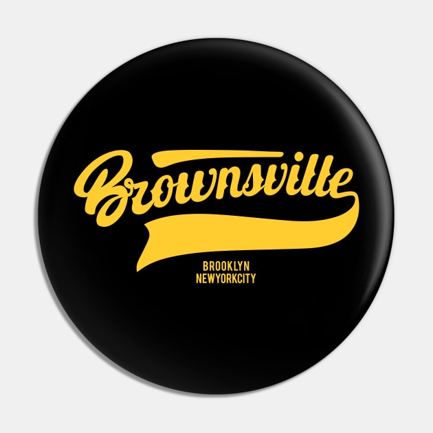 Brownsville New York Brooklyn - Brownsville  Brooklyn Schriftzug - Vintage Brownsville Logo Pin by Boogosh