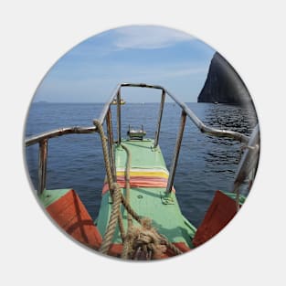 View through a longtail boat to the Andaman sea Pin