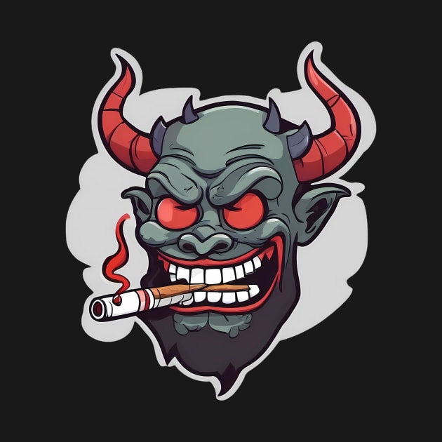 devil smoking a blunt cartoon design by UnReal-Graphics