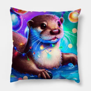 Cute Otter Drawing Pillow