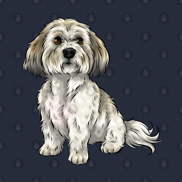 Cute Shichon Dog | Zuchon | Bichon Frise Shih Tzu cross by Shirin Illustration