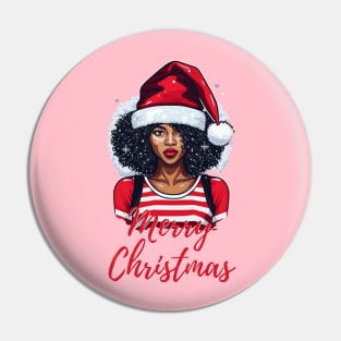 Black Woman Santa, Black Mrs Santa Claus, African American Santa, Merry Christmas Pin