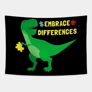 Autism Awareness Shirt Kids Women Men Dinosaur Puzzle Piece Tapestry