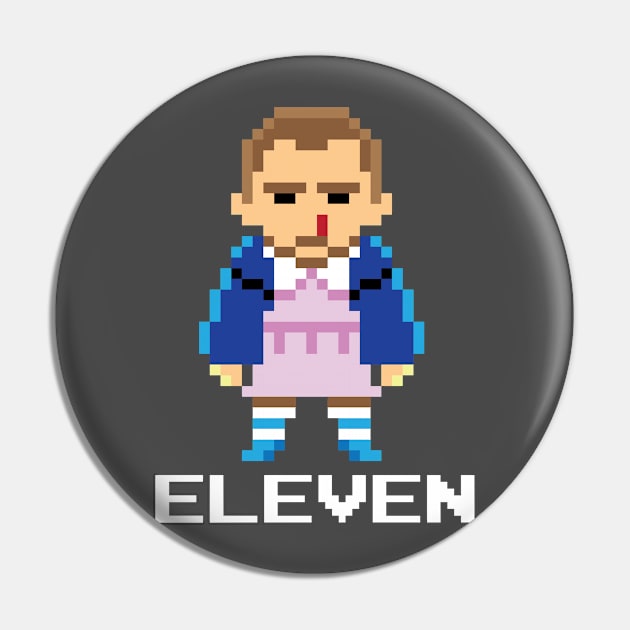 Stranger Things Eleven Pixel Character Pin by Rebus28