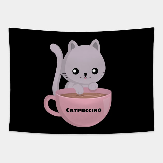 Catpuccino - Cat Pun Tapestry by Allthingspunny