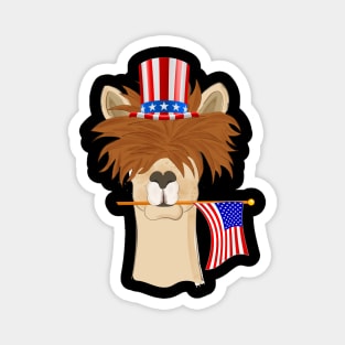 USA Patriotic llama American Flag July 4th Magnet