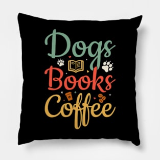 Dogs Books Coffee Pillow