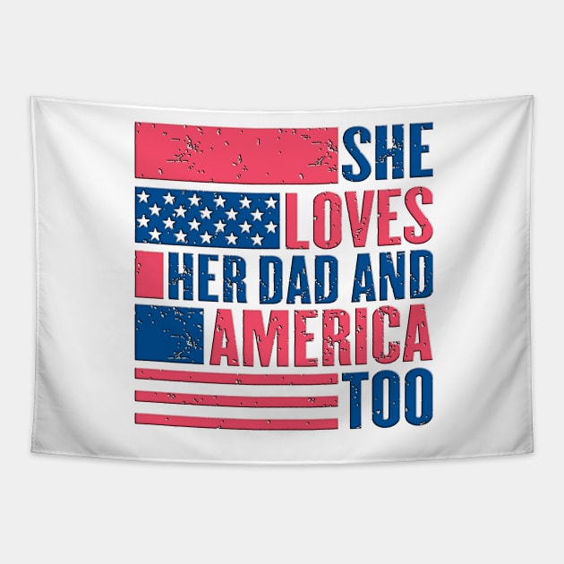 Vintage Funny Looking She Loves Her Dad And America Too Tapestry by masterpiecesai