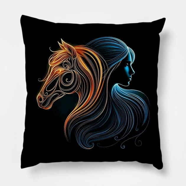 Horse and Girl Women Girls Horseback Riding Gift Pillow by farmnfancy