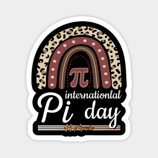 Pi Day 14 March Math Teacher Leopard Rainbow Magnet