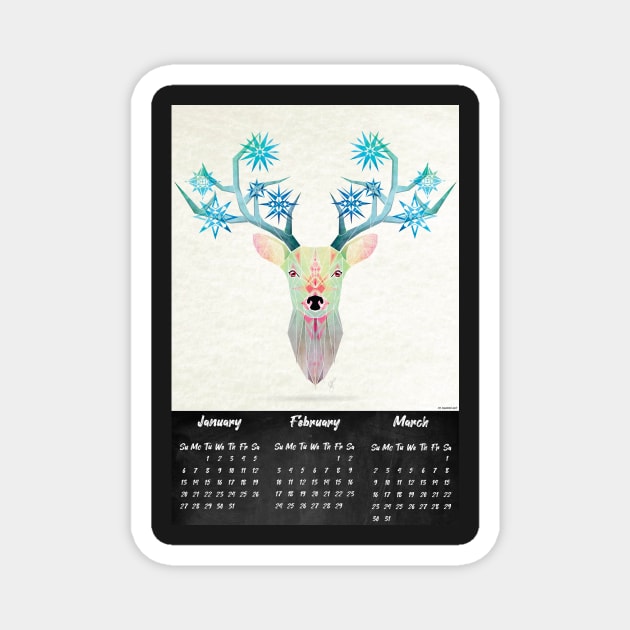 deer winter calendar 2020 Magnet by Manoou