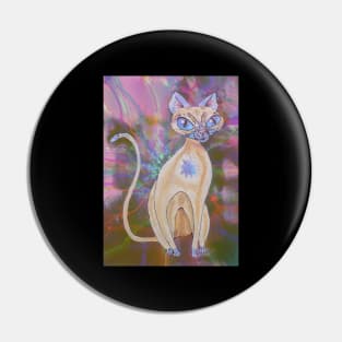 Psychedelic Cat Cartoon Pin