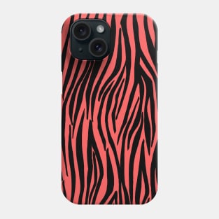 Zebra Stripes Print in z black and Coral Orange Phone Case