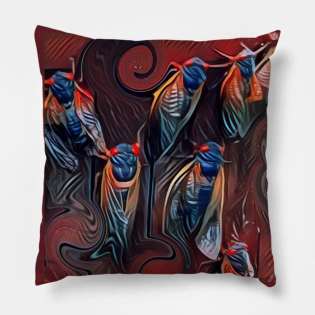 Cicada on a Tree Pillow by CocoBayWinning 