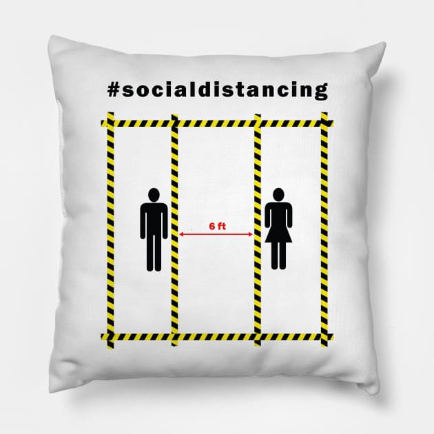 Social Distancing 6 ft Pillow by CreativeWear